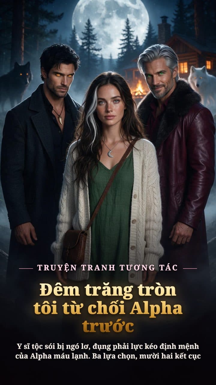 Rừng thông và nhà gỗ dưới trăng tròn, nữ y sư trưởng thành đứng giữa Alpha trưởng thành lạnh lùng và vua tộc địch