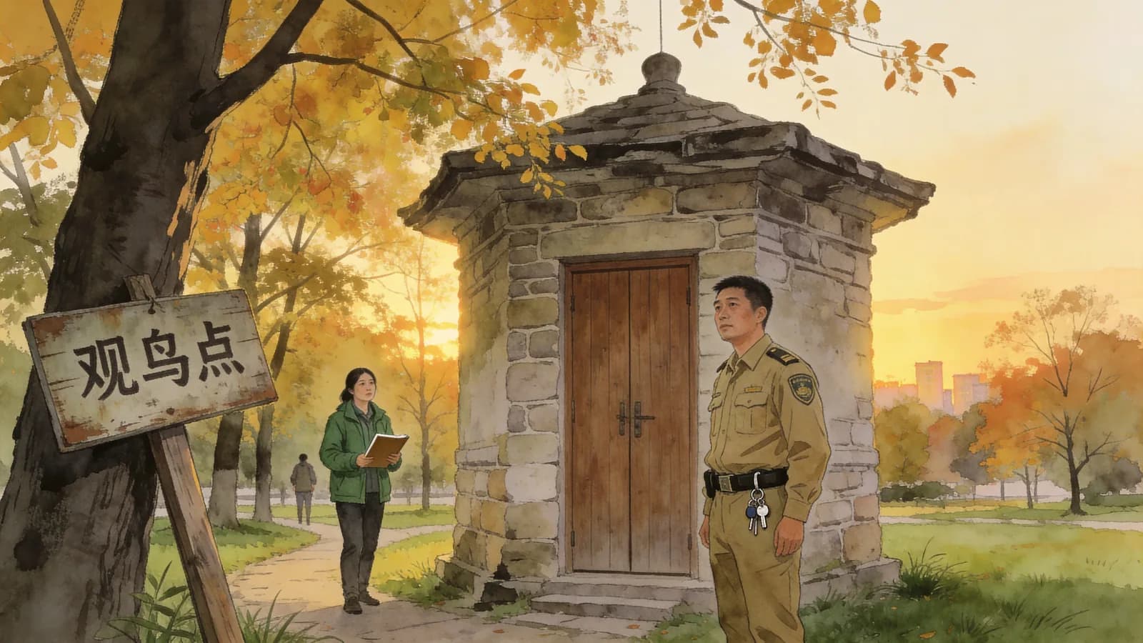 傍晚的公园·重逢 010 — 根据简介创作的场景插图 2