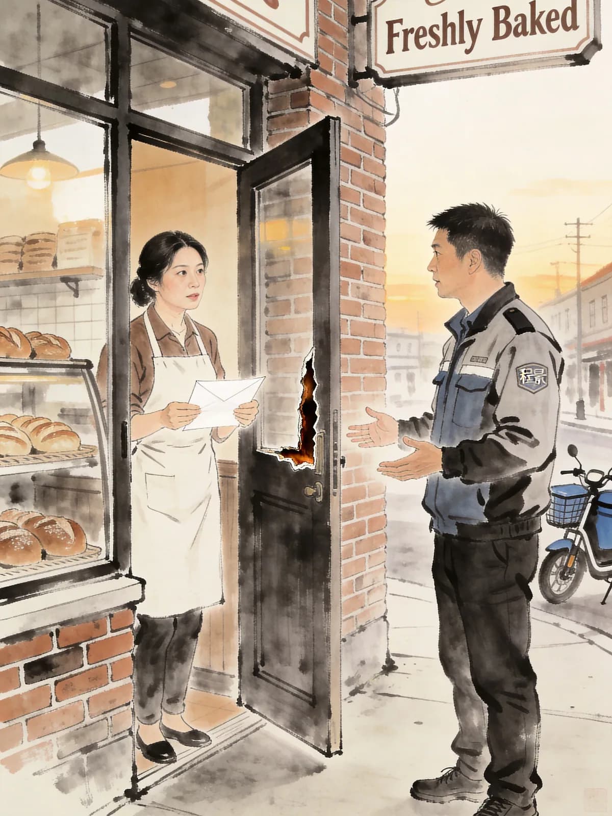 清晨的面包店·来信 024 — 根据简介创作的场景插图 2