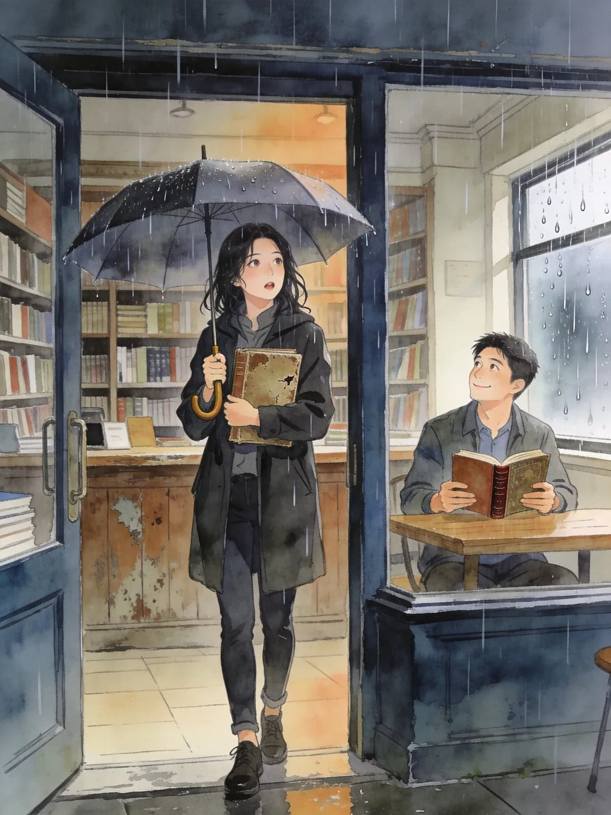 雨后的书店·赴约 025 — 根据简介创作的场景插图 1