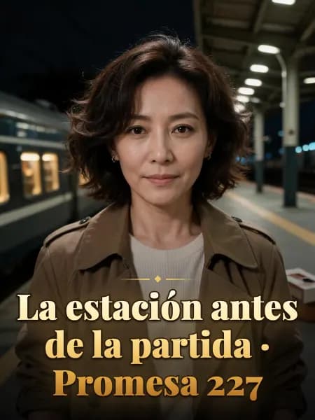 La estación antes de la partida · Promesa 227 — Ilustración conceptual del personaje