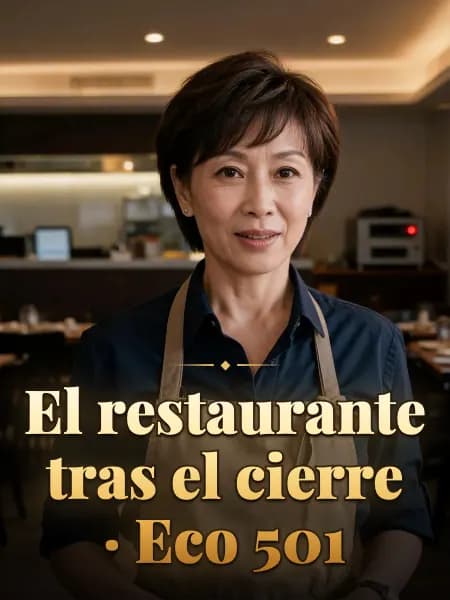 El restaurante tras el cierre · Eco 501 — Ilustración conceptual del personaje