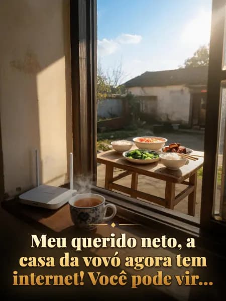 Meu querido neto, a casa da vovó agora tem internet! Você pode vir... — Ilustração da história