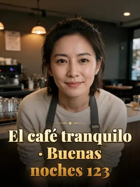 El café tranquilo · Buenas noches 123 — Ilustración conceptual del personaje