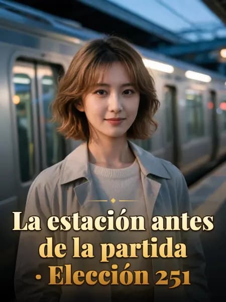 La estación antes de la partida · Elección 251 — Ilustración conceptual del personaje