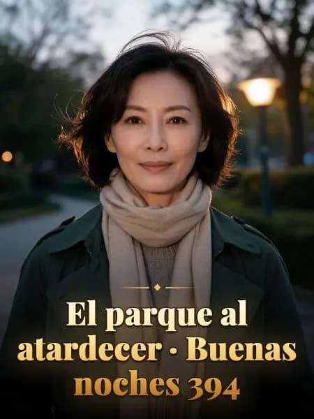 El parque al atardecer · Buenas noches 394 — Ilustración conceptual del personaje
