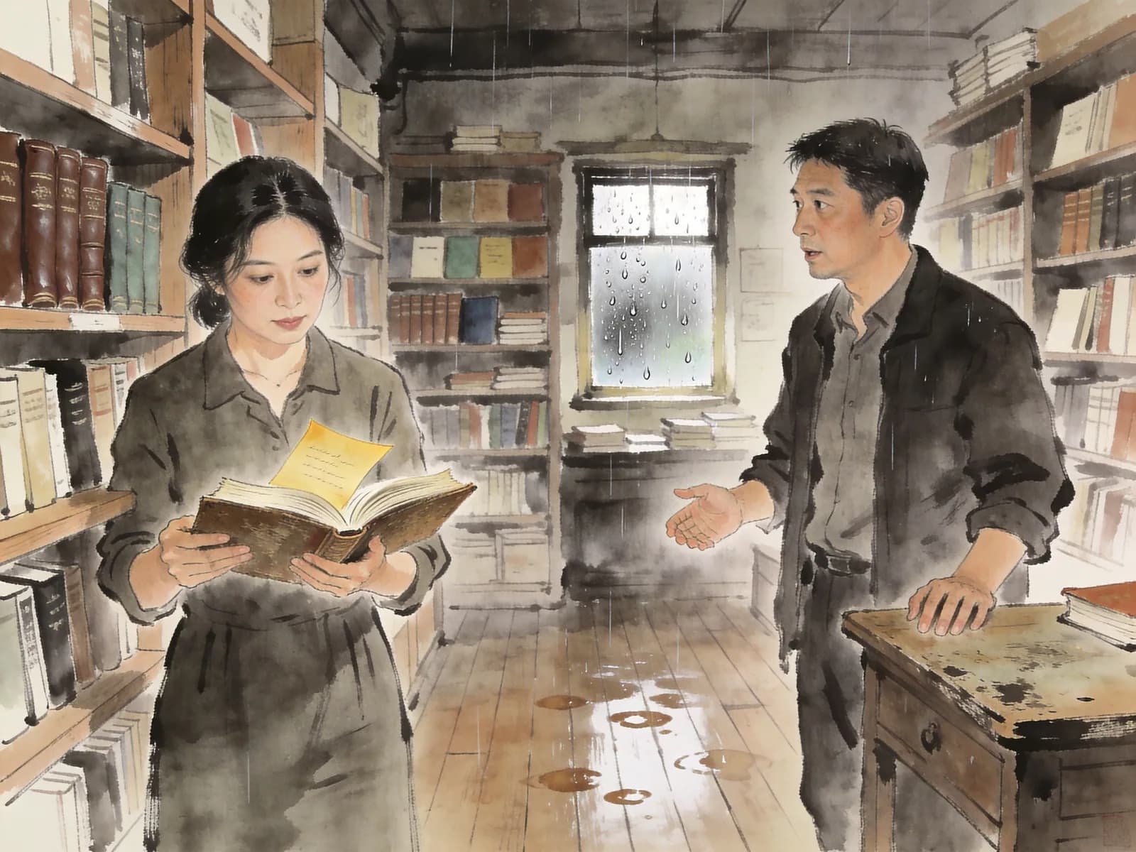 雨后的书店·来信 013 — 根据简介创作的场景插图 1