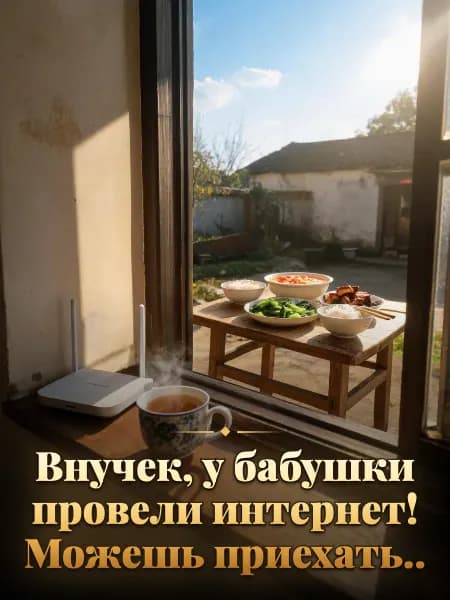 Внучек, у бабушки провели интернет! Можешь приехать.. — Иллюстрация к истории