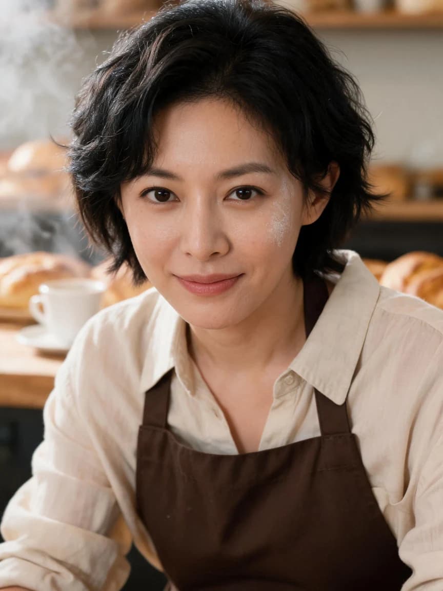 Early Morning Bakery · Distance 072 — Story character concept art